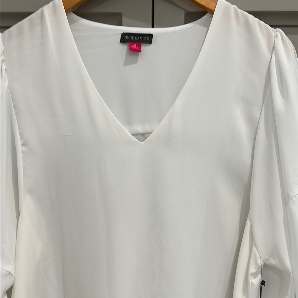 Vince Camuto White Blouse with Eyelet Sleeves - Picture 4 of 10